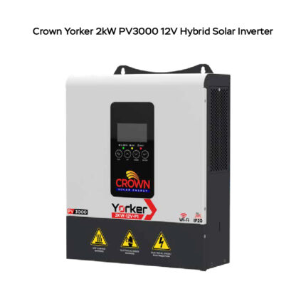 Crown Yorker 2kW 12V Single Phase Hybrid Solar Inverter (CSE-Y2K12VP1) | 3000W PV Input, 100A Charge Controller, WiFi Enabled, Works Without Battery
